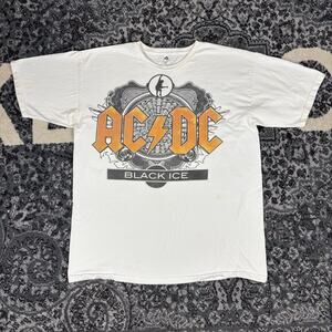 AC/DC Black Ice Promotional Large T-Shirt‎ from ROCK BAND -White Preowned